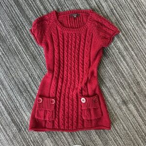 Red Fever Cable Knit Sweater Dress with Pockets Vintage